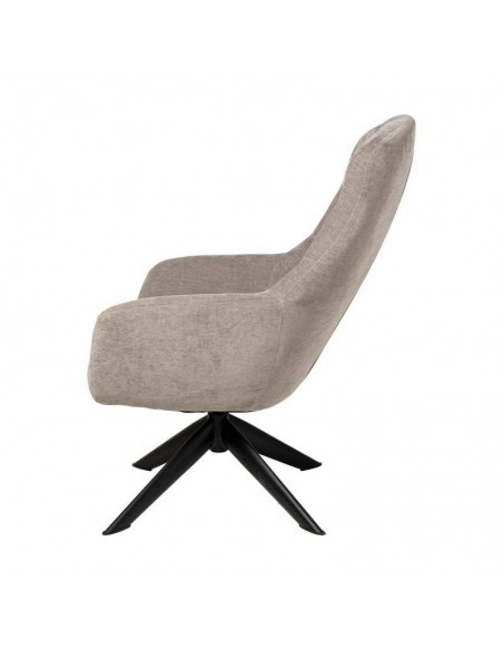 Poltrona giratória BOLONIA 360º, tecido cinza claro e pés de metal preto