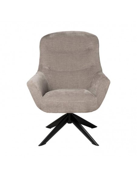 Butaca giratoria 360 BOLONIA, tejido gris claro y patas de metal negro