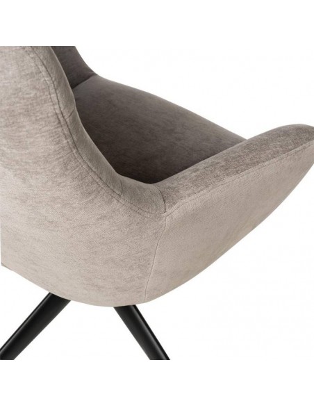 Butaca giratoria 360 BOLONIA, tejido gris claro y patas de metal negro