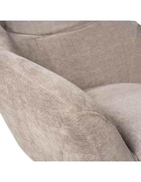 Poltrona giratória BOLONIA 360º, tecido cinza claro e pés de metal preto