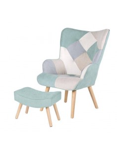 Reposapies DUBLIN tapizado en menta con patas de madera 2