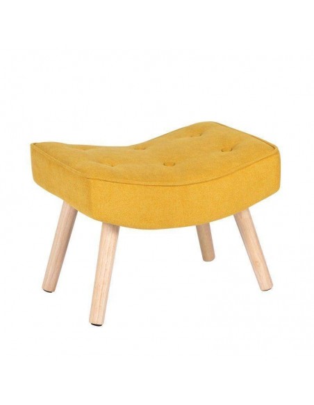 Reposapies DUBLIN tapizado en mostaza con patas de madera