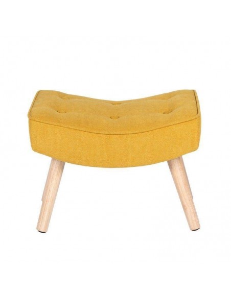 Reposapies DUBLIN tapizado en mostaza con patas de madera