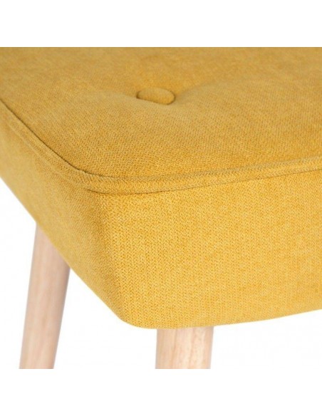 Reposapies DUBLIN tapizado en mostaza con patas de madera