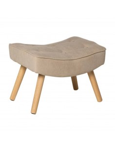 Reposapies DUBLIN tapizado en beige con patas de madera