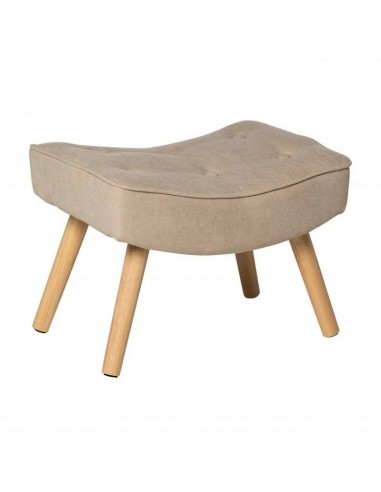 Reposapies DUBLIN tapizado en beige con patas de madera