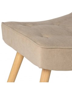 Reposapies DUBLIN tapizado en beige con patas de madera 2