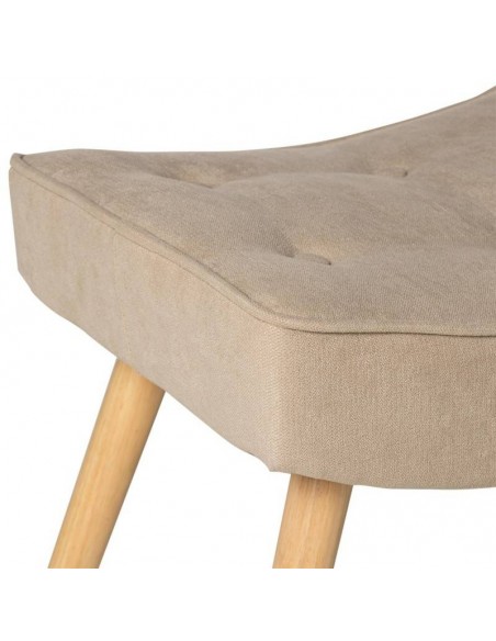 Reposapies DUBLIN tapizado en beige con patas de madera
