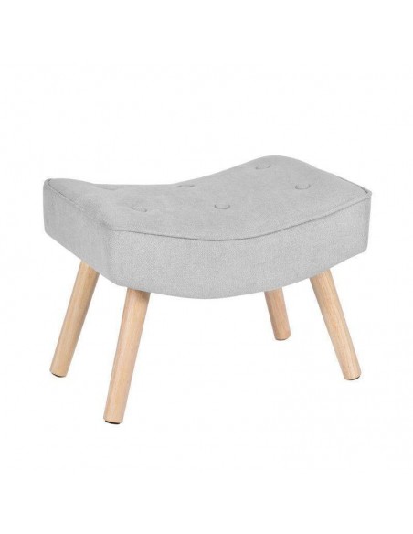 Reposapies DUBLIN tapizado en gris claro con patas de madera