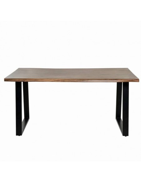 Mesa de comer LABAN 140 x 90, tapa en madera de acacia y patas de metal negro.