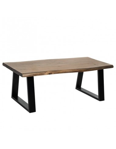 Mesa de centro KABIR 120 x 60, madeira de acácia e pés em metal preto.