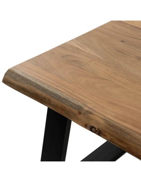 Mesa de centro KABIR 120 x 60, madeira de acácia e pés em metal preto.