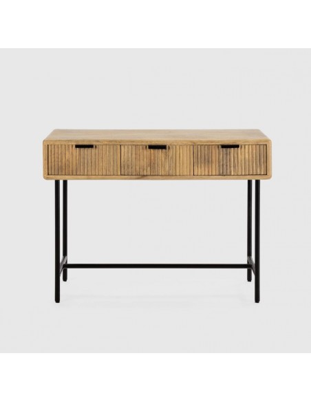 CONSOLA étnica MUNDRA 100 x 38, MADERA de MANGO y METAL negro