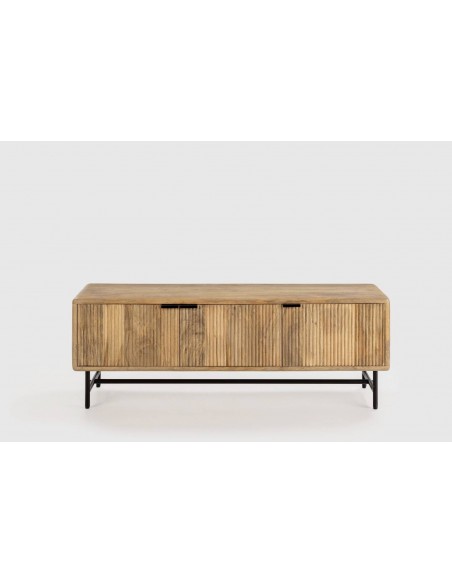 MUEBLE TV étnico MUNDRA 145 x 40, MADERA MANGO y METAL negro