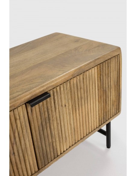 MUEBLE TV étnico MUNDRA 145 x 40, MADERA MANGO y METAL negro