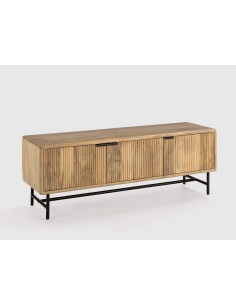 MUEBLE TV étnico MUNDRA 145 x 40, MADERA MANGO y METAL negro