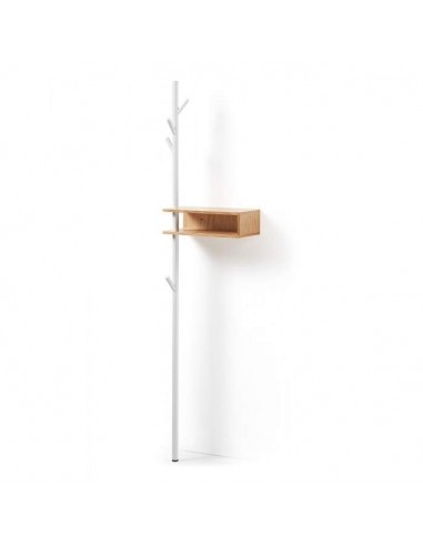 Cabideiro BELGRAD de design nórdico metal branco banhado carvalho