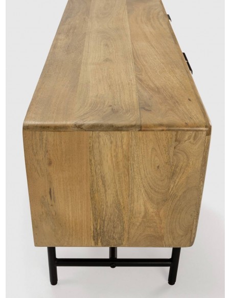 MUEBLE TV étnico MUNDRA 190 x 40, MADERA MANGO y METAL negro