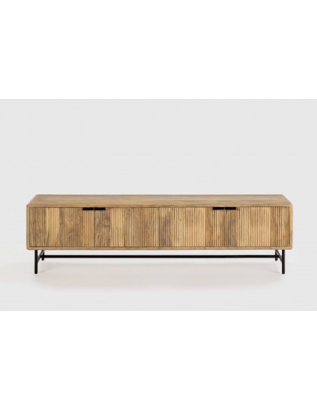 MUEBLE TV étnico MUNDRA 190 x 40, MADERA MANGO y METAL negro