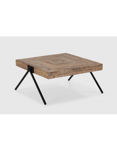 MESA CENTRO INDRA 80 X 86, MADERA MANGO y PATA DE METAL.