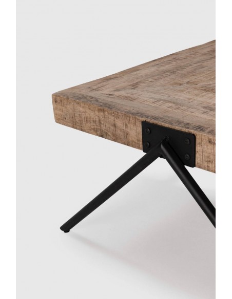 MESA CENTRO INDRA 80 X 86, MADERA MANGO y PATA DE METAL.