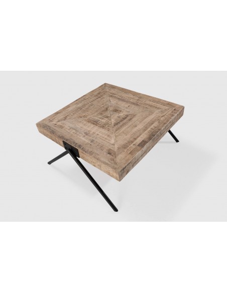 MESA CENTRO INDRA 80 X 86, MADERA MANGO y PATA DE METAL.