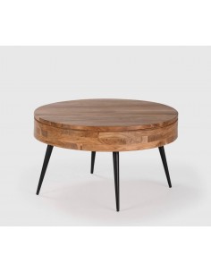 MESA CENTRO REDONDA KALI 90. Madera Acacia y METAL.