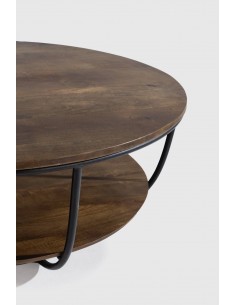 MESA CENTRO REDONDA DELHI 90. MADERA de MANGO y metal 2