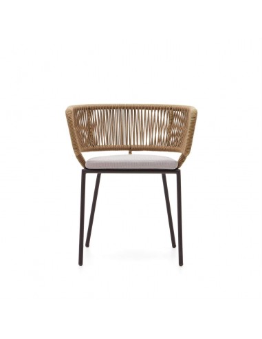 Silla exterior Nadin, cuerda beige y patas de...