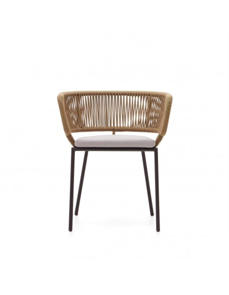 Cadeira de exterior Nadin, corda beige e pés de aço galvanizado