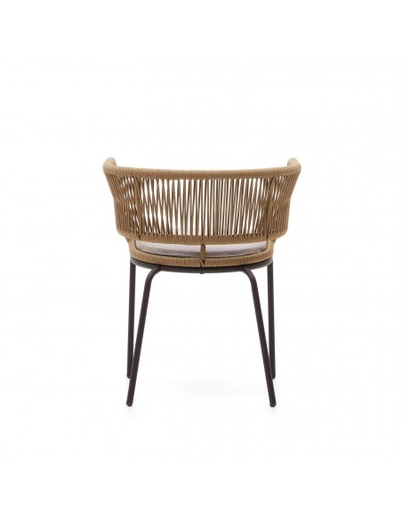 Cadeira de exterior Nadin, corda beige e pés de aço galvanizado