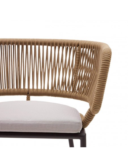 Cadeira de exterior Nadin, corda beige e pés de aço galvanizado