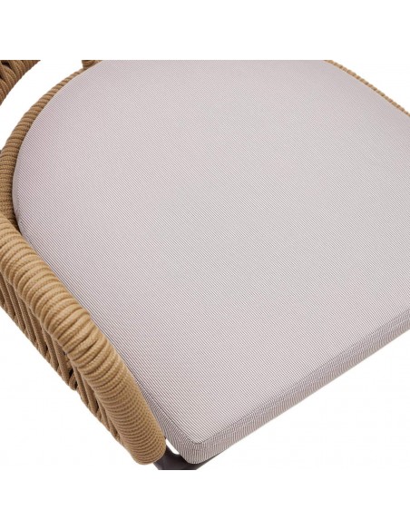 Silla exterior Nadin, cuerda beige y patas de acero galvanizado