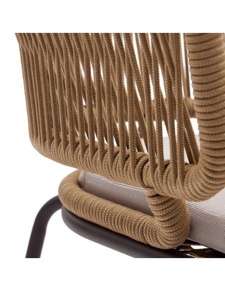 Cadeira de exterior Nadin, corda beige e pés de aço galvanizado