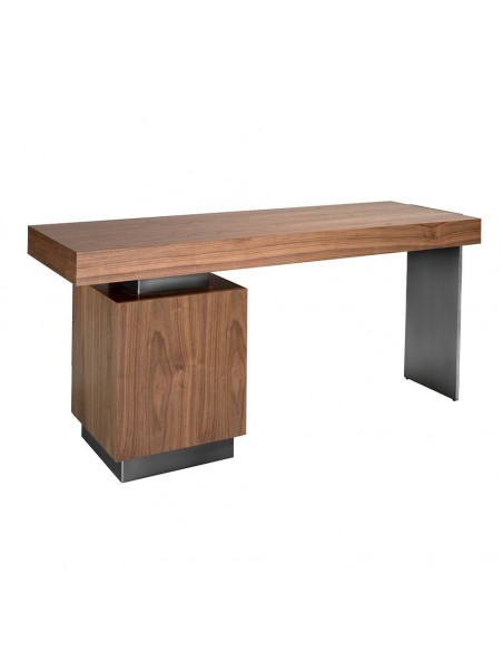 Mesa Secretária 160 x 60 Angel Cerda 3237. Madeira de nogueira e aço polido 160 x 60 cm.