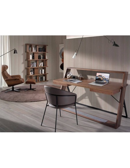 Angel Cerdá escritorio de oficina ZEUS 160 x 105. Madera Nogal y acero negro