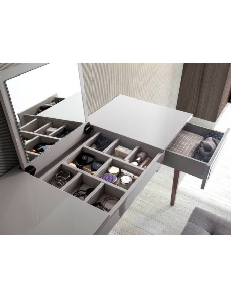 Ángel Cerdá Tocador WING ,120 x 50. Madera color Niebla con espejo abatible y joyero