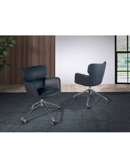 Cadeira de escritório giratória Ángel Cerdá GREF. Pele sintética azul