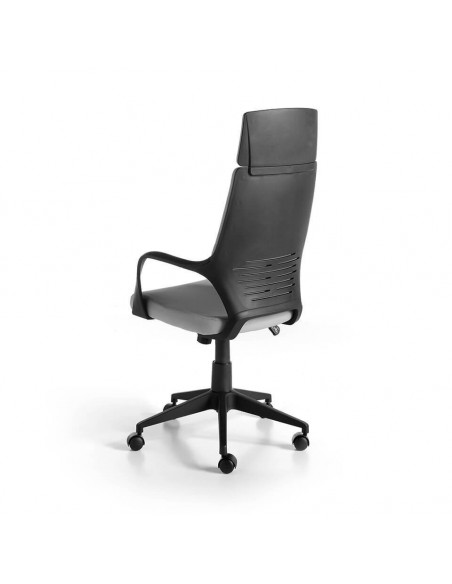 Ángel Cerdá, silla de oficina REYLAN 4076. Tela gris con reposabrazos.
