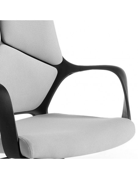 Ángel Cerdá, silla de oficina REYLAN 4076. Tela gris con reposabrazos.