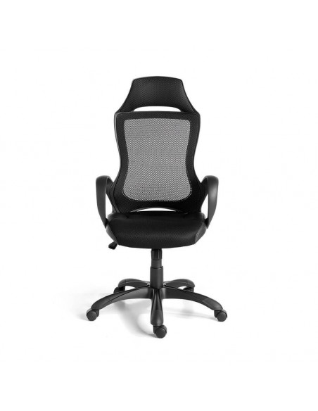 Silla de oficina Angel Cerdá 4074, giratoria, malla negra con resposabrazos.