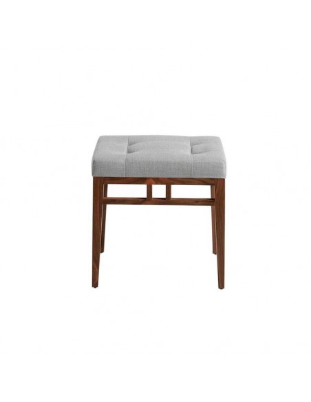 Ángel Cerdá, banco WING estofado em tecido gris e madeira de nogueira.