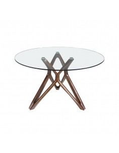 Ángel Cerdá, mesa redonda Vium 130, tampo de vidro e base...