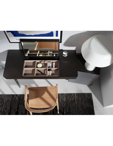 Angel Cerdá escritorio tocador 7136. Madera wengué negro y azul.