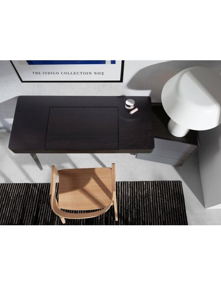 Secretária e toucador Angel Cerdá 7136. Madeira wengé preta e azul.