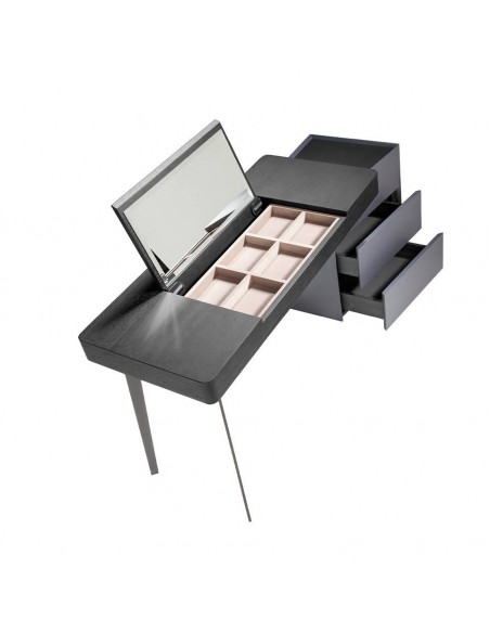 Secretária e toucador Angel Cerdá 7136. Madeira wengé preta e azul.