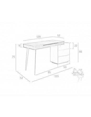 Secretária e toucador Angel Cerdá 7136. Madeira...