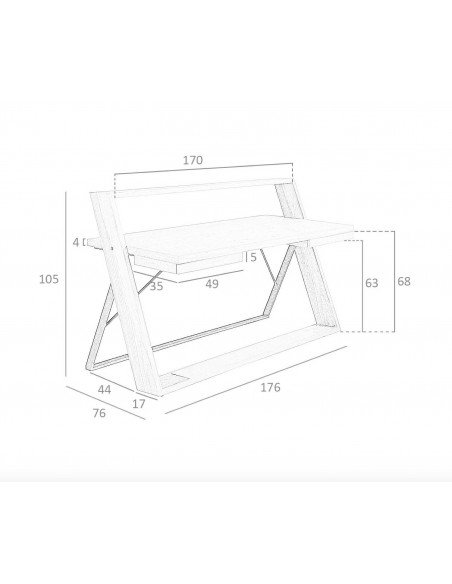 Angel Cerdá escritorio de oficina ZEUS 160 x 105. Madera Nogal y acero negro