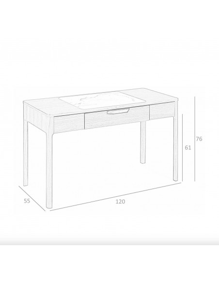 Secretária Ángel Cerdá AZCAR 120 x 55. Madeira de nogueira e detalhe em mármore