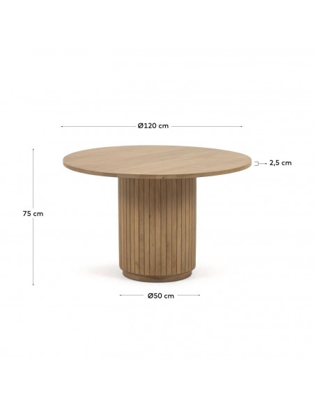 Mesa redonda Licia 120. Madera de mango natural